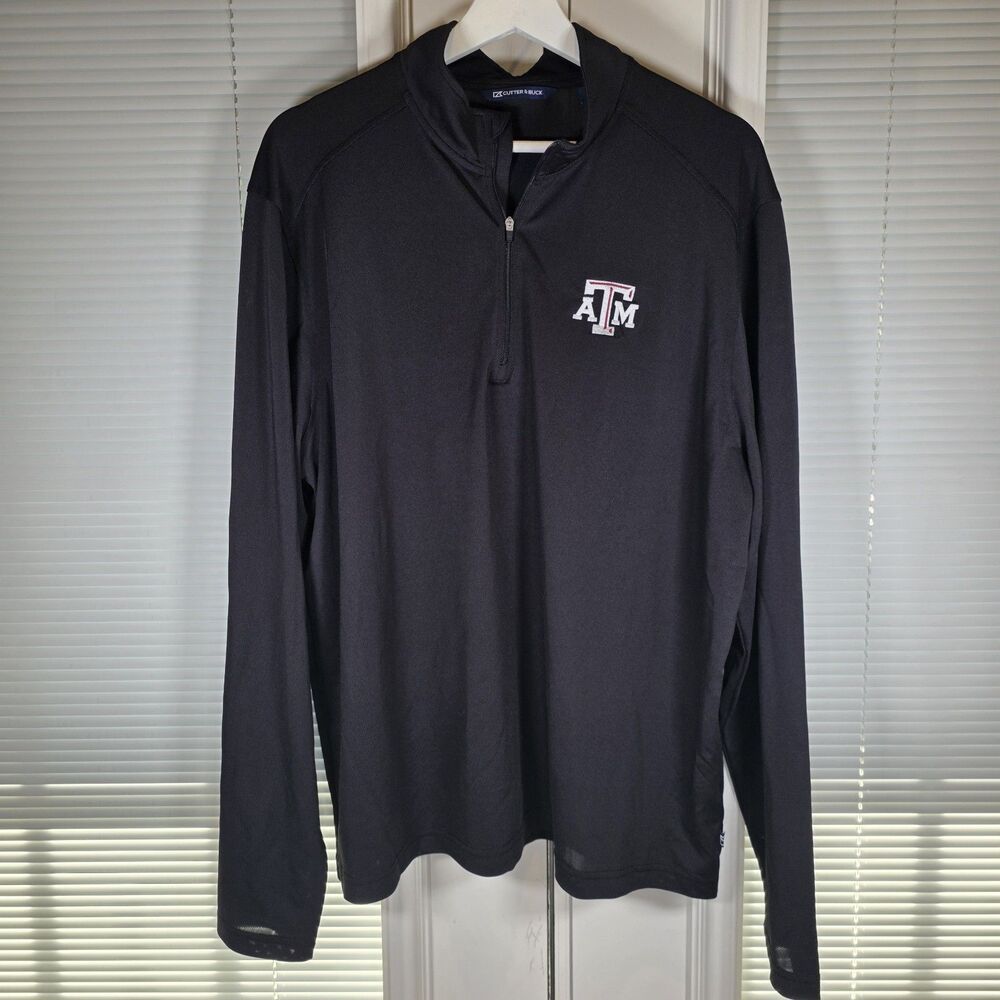 Cutter & Buck Texas A&M 1/4 Zip Pullover Men's XL Black Long Sleeve